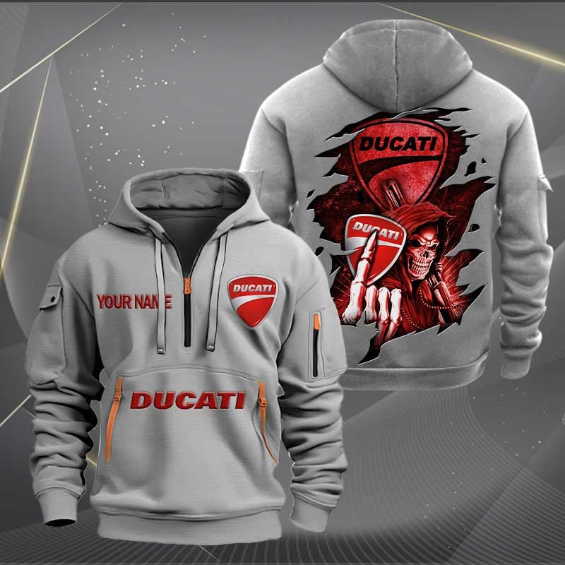 Sportswearmerch Ducati Motorcycle Personalized Half Zip Hoodie For Fan