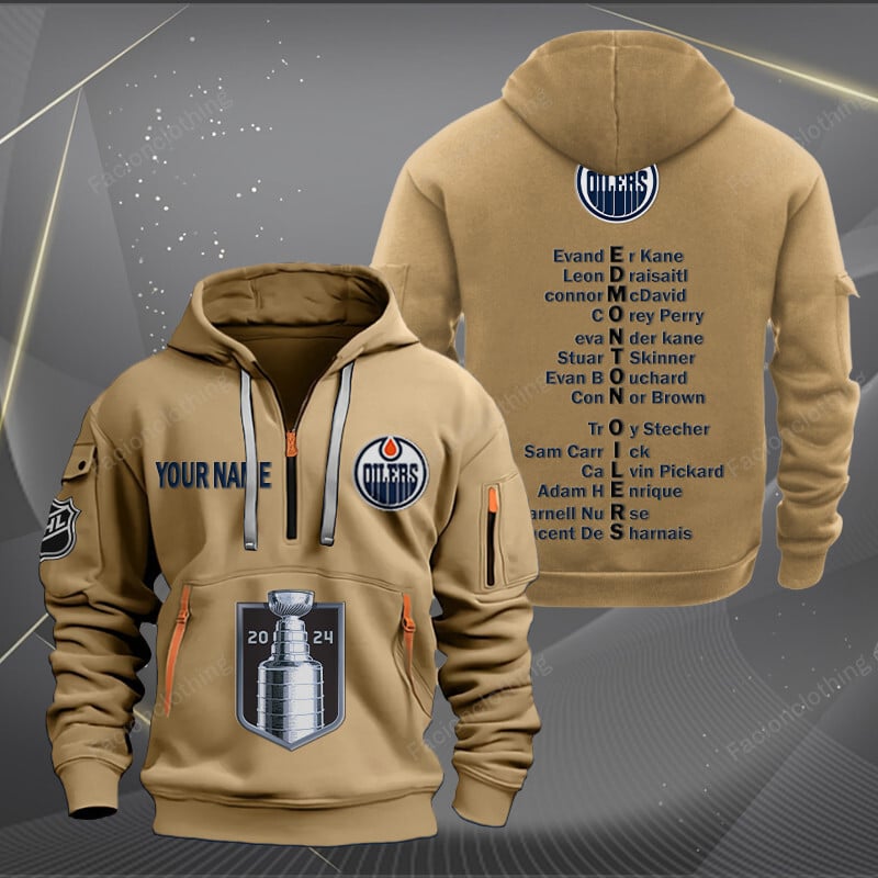 Sportswearmerch Edmonton Oilers NHL Personalized Half Zip Hoodie For Fan