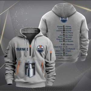 Sportswearmerch Edmonton Oilers NHL Personalized Half Zip Hoodie For Fan