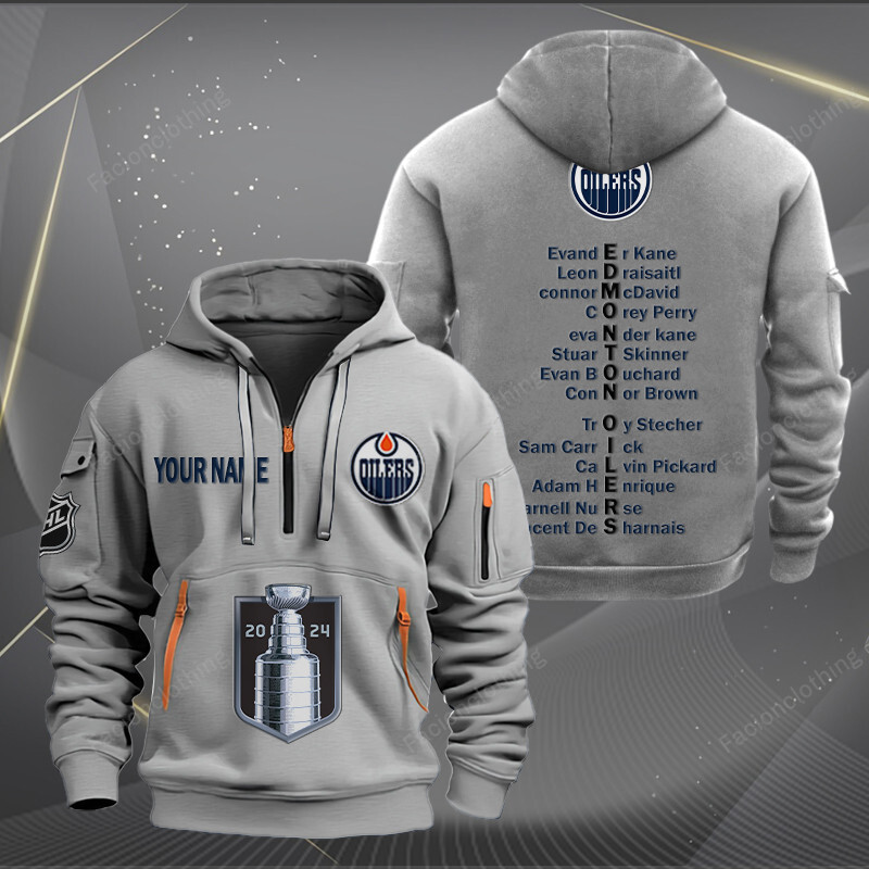 Sportswearmerch Edmonton Oilers NHL Personalized Half Zip Hoodie For Fan