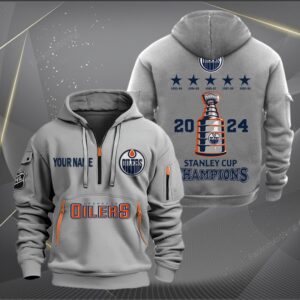 Sportswearmerch Edmonton Oilers NHL Personalized Half Zip Hoodie For Fan
