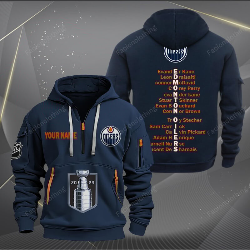Sportswearmerch Edmonton Oilers NHL Personalized Half Zip Hoodie For Fan
