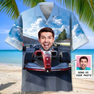 Sportswearmerch F1 Racing Custom Face Hawaiian Shirt For Fan