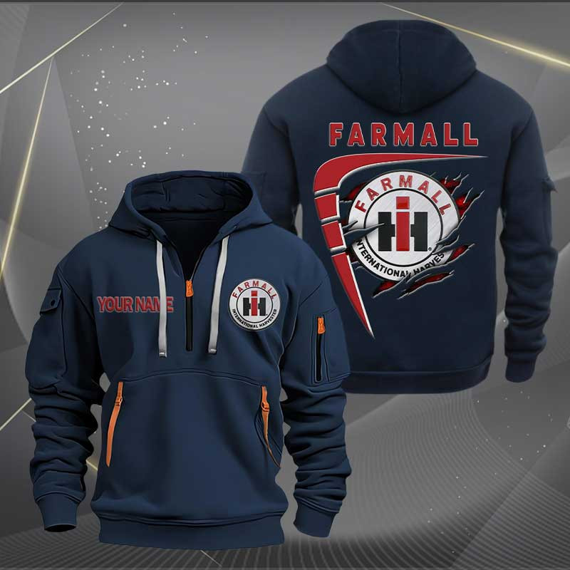 Sportswearmerch Farmall Tractor Personalized Half Zip Hoodie For Fan