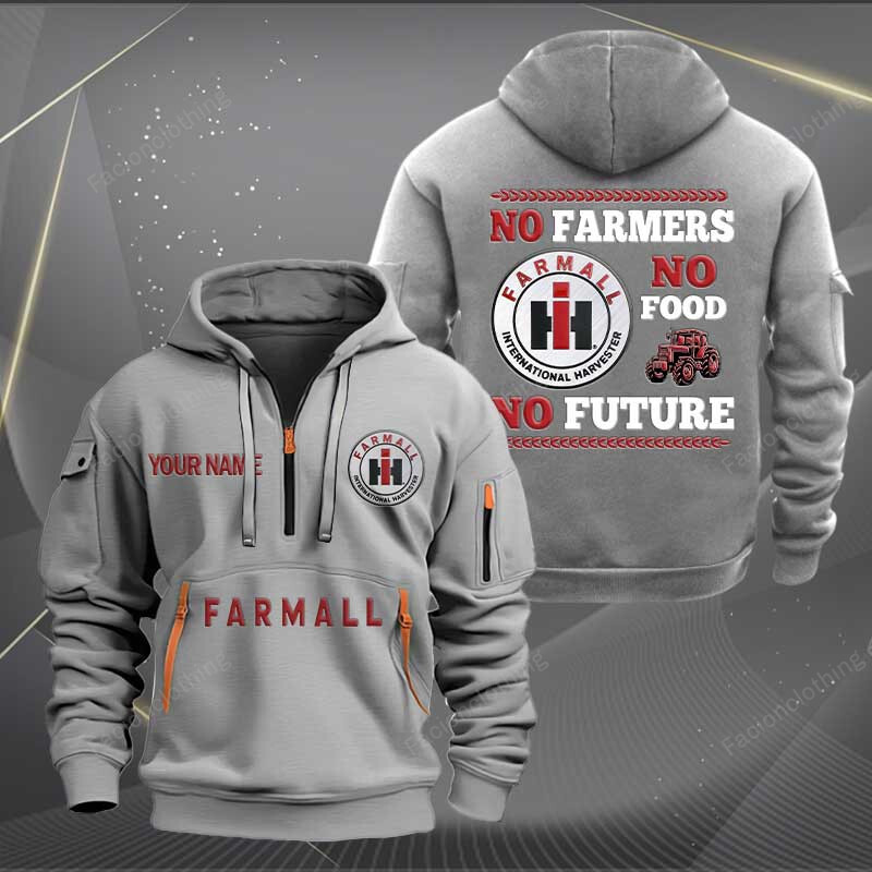 Sportswearmerch Farmall Tractor Personalized Half Zip Hoodie For Fan