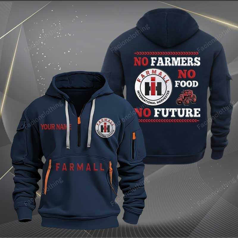 Sportswearmerch Farmall Tractor Personalized Half Zip Hoodie For Fan
