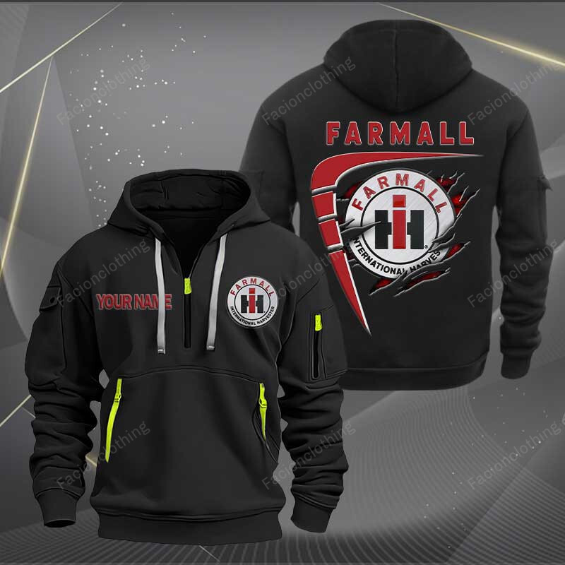 Sportswearmerch Farmall Tractor Personalized Half Zip Hoodie For Fan