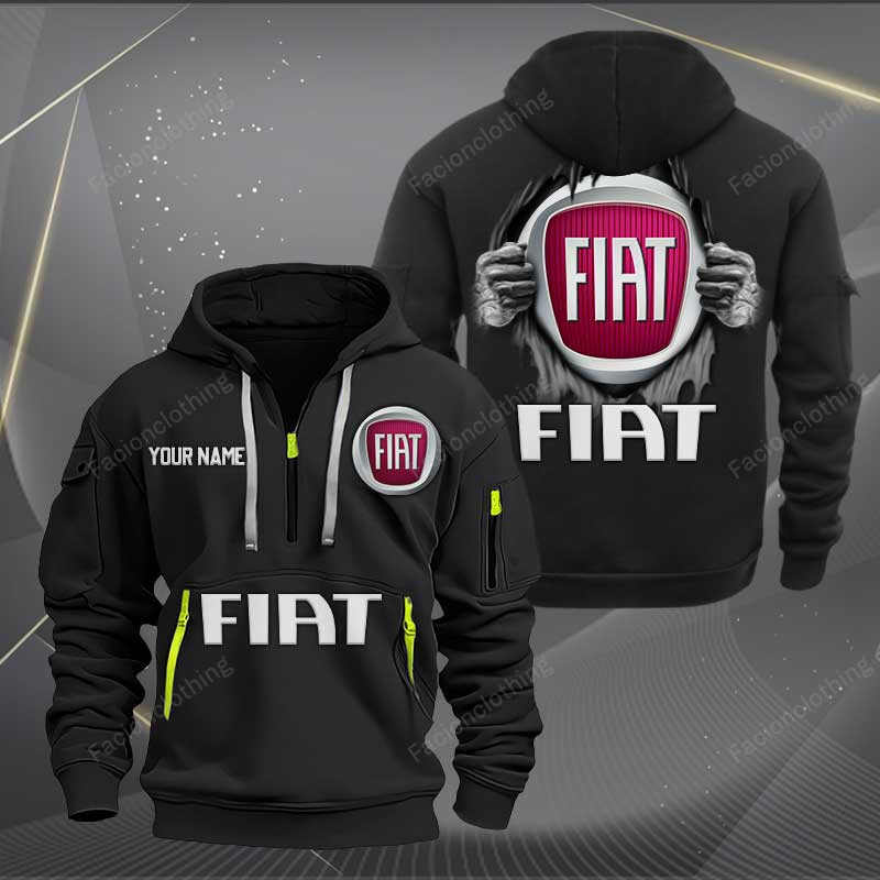Sportswearmerch Fiat Car Personalized Half Zip Hoodie For Fan