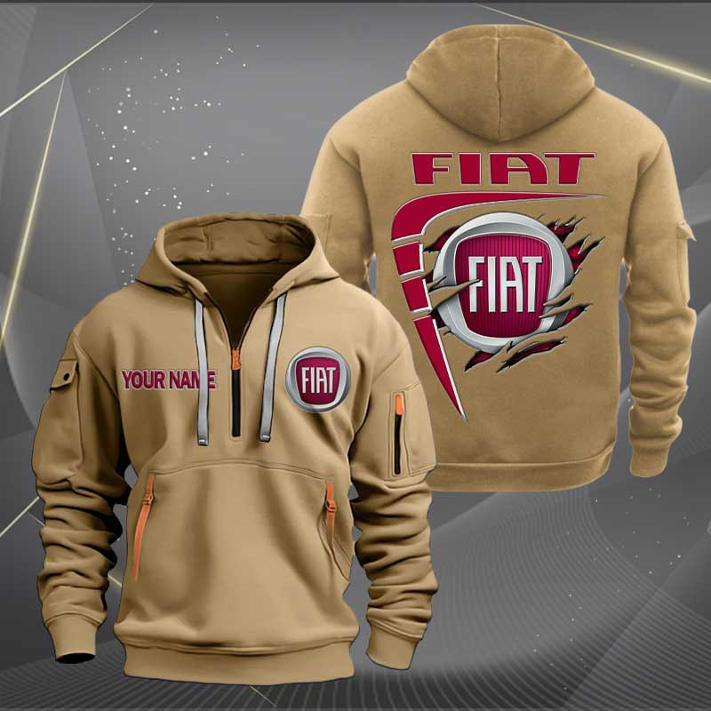 Sportswearmerch Fiat Car Personalized Half Zip Hoodie For Fan