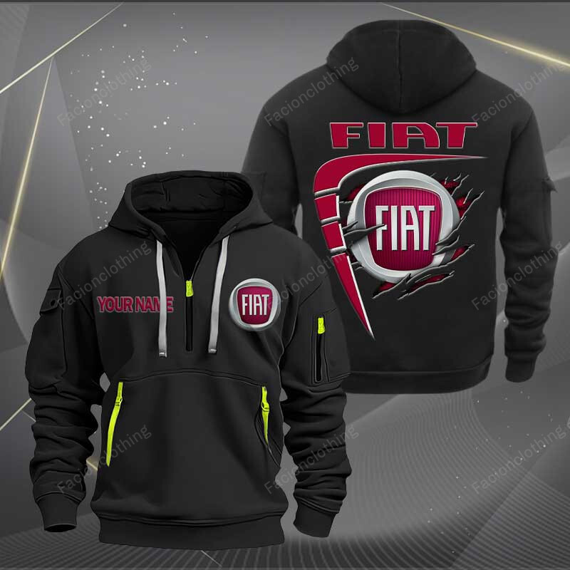 Sportswearmerch Fiat Car Personalized Half Zip Hoodie For Fan