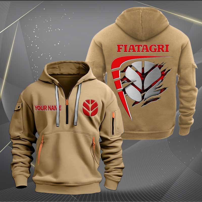 Sportswearmerch Fiat Caragri Tractor Personalized Half Zip Hoodie For Fan