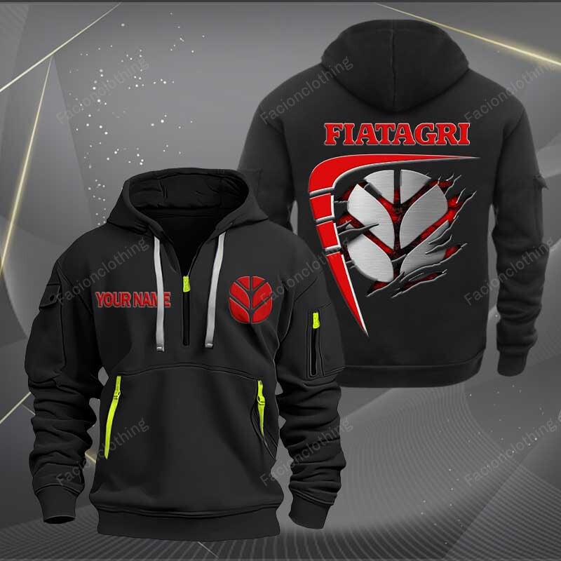 Sportswearmerch Fiat Caragri Tractor Personalized Half Zip Hoodie For Fan