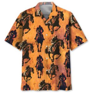 Sportswearmerch Fiery Horse Racing Hawaiian Shirt For Fan