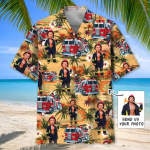 Sportswearmerch Firefighter Custom Face Hawaiian Shirt 6 Pack Abs Man For Fan