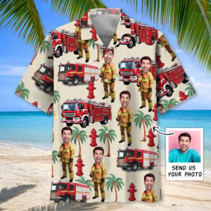 Sportswearmerch Firefighter Custom Face Hawaiian Shirt For Fan