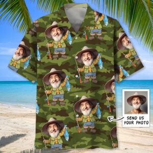 Sportswearmerch Fishing Custom Face Photo Hawaiian Shirt For Fan