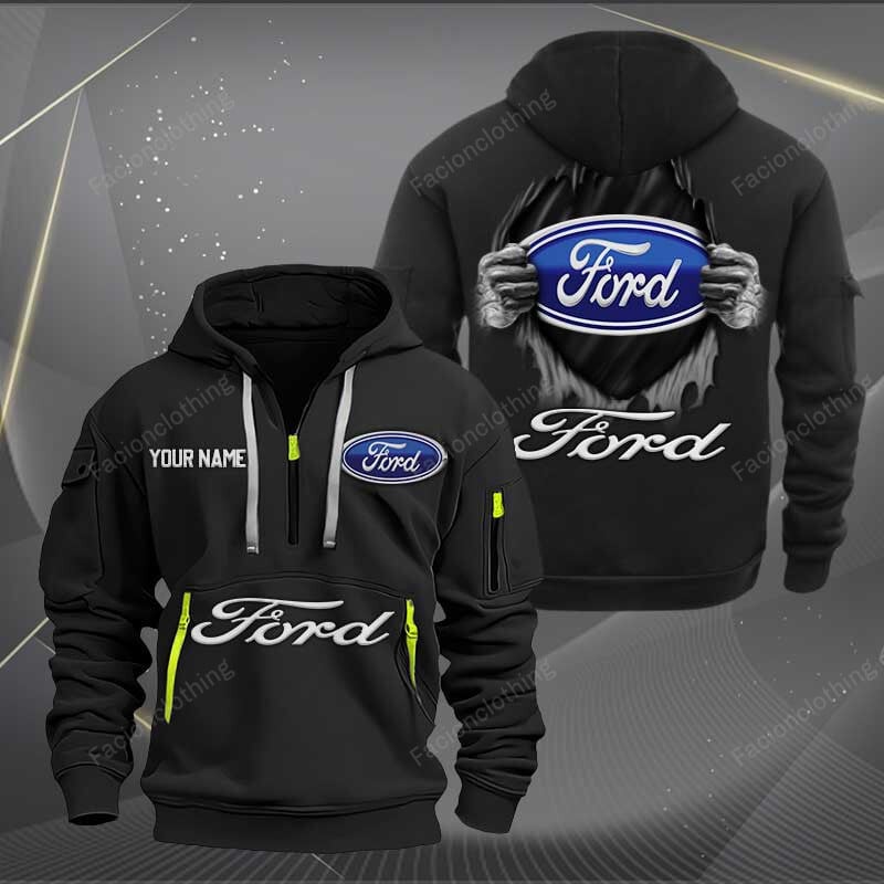 Sportswearmerch Ford Car Personalized Half Zip Hoodie For Fan
