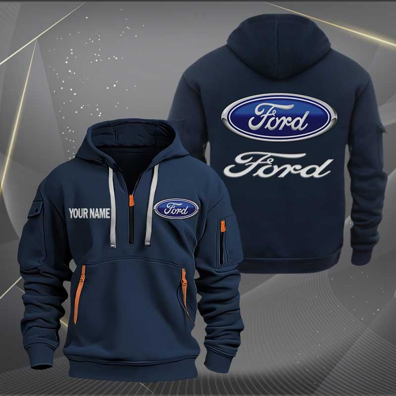 Sportswearmerch Ford Car Personalized Half Zip Hoodie For Fan
