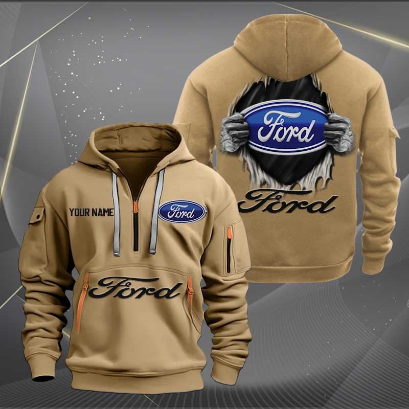 Sportswearmerch Ford Car Personalized Half Zip Hoodie For Fan