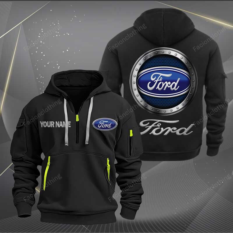 Sportswearmerch Ford Car Personalized Half Zip Hoodie For Fan