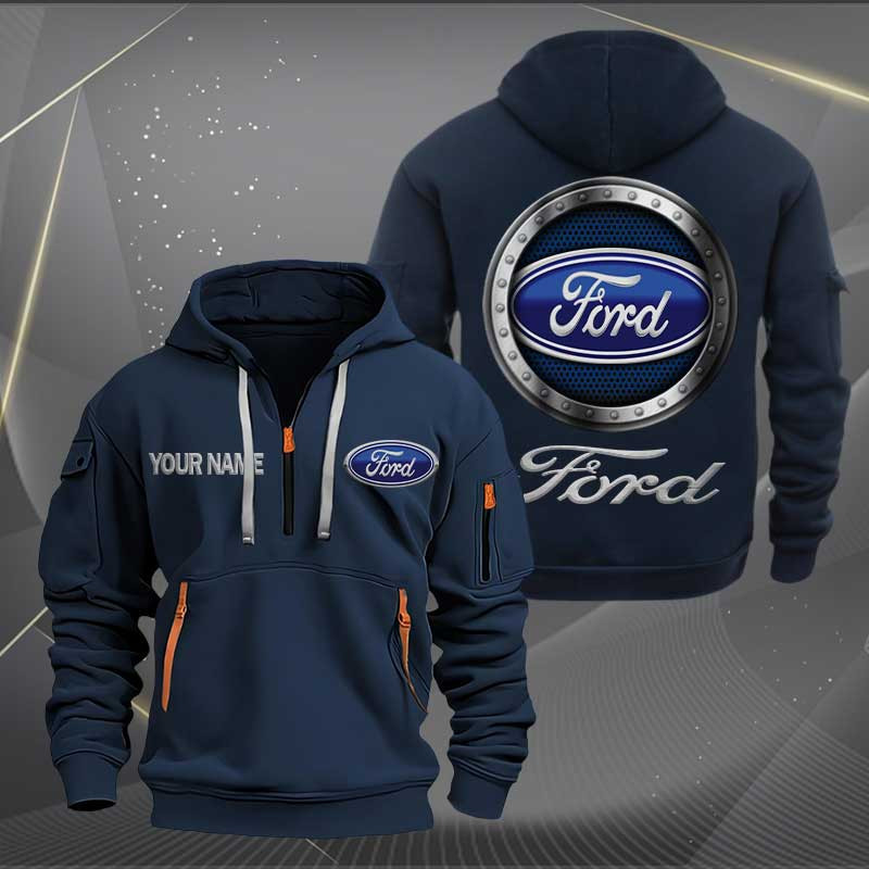 Sportswearmerch Ford Car Personalized Half Zip Hoodie For Fan