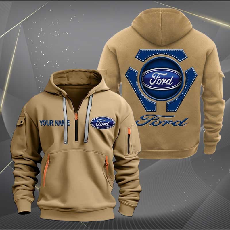 Sportswearmerch Ford Car Personalized Half Zip Hoodie For Fan