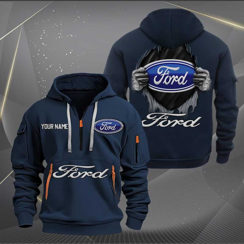 Sportswearmerch Ford Car Personalized Half Zip Hoodie For Fan