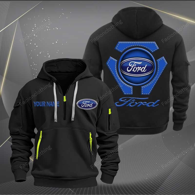 Sportswearmerch Ford Car Personalized Half Zip Hoodie For Fan