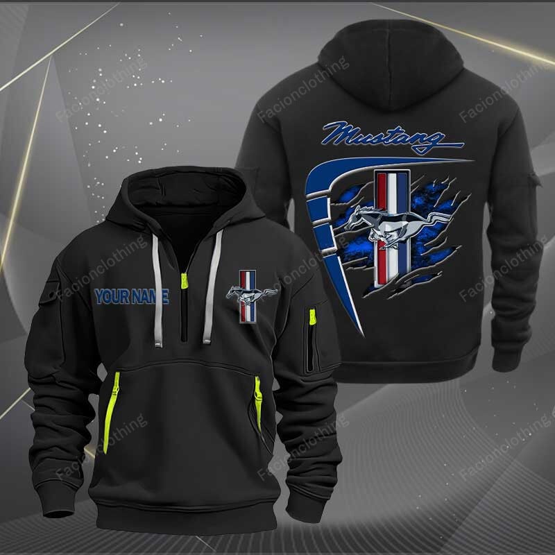 Sportswearmerch Ford Mustang Car Personalized Half Zip Hoodie For Fan
