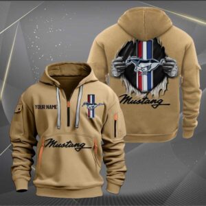 Sportswearmerch Ford-Mustang Car Personalized Half Zip Hoodie For Fan