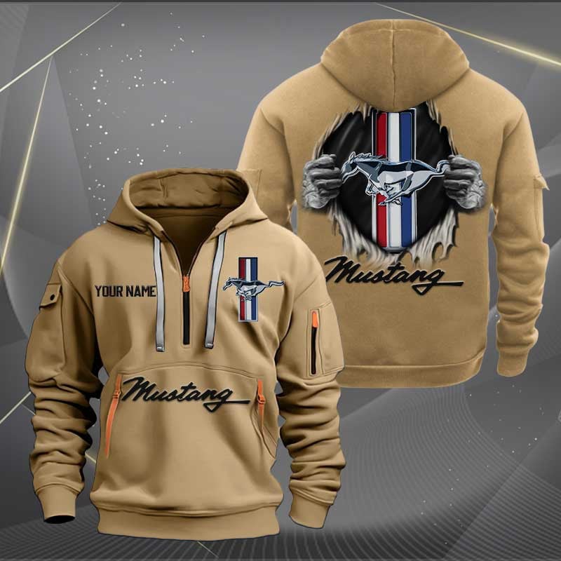 Sportswearmerch Ford-Mustang Car Personalized Half Zip Hoodie For Fan