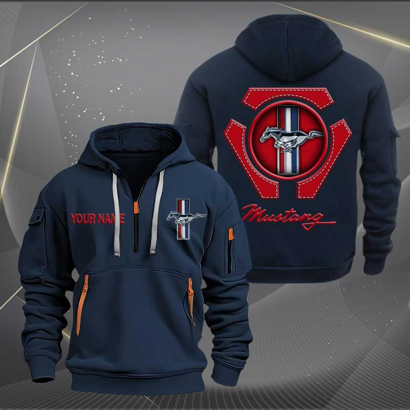Sportswearmerch Ford Mustang Car Personalized Half Zip Hoodie For Fan