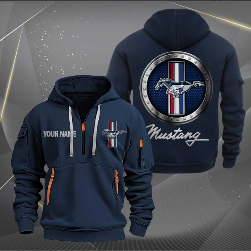 Sportswearmerch Ford Mustang Car Personalized Half Zip Hoodie For Fan