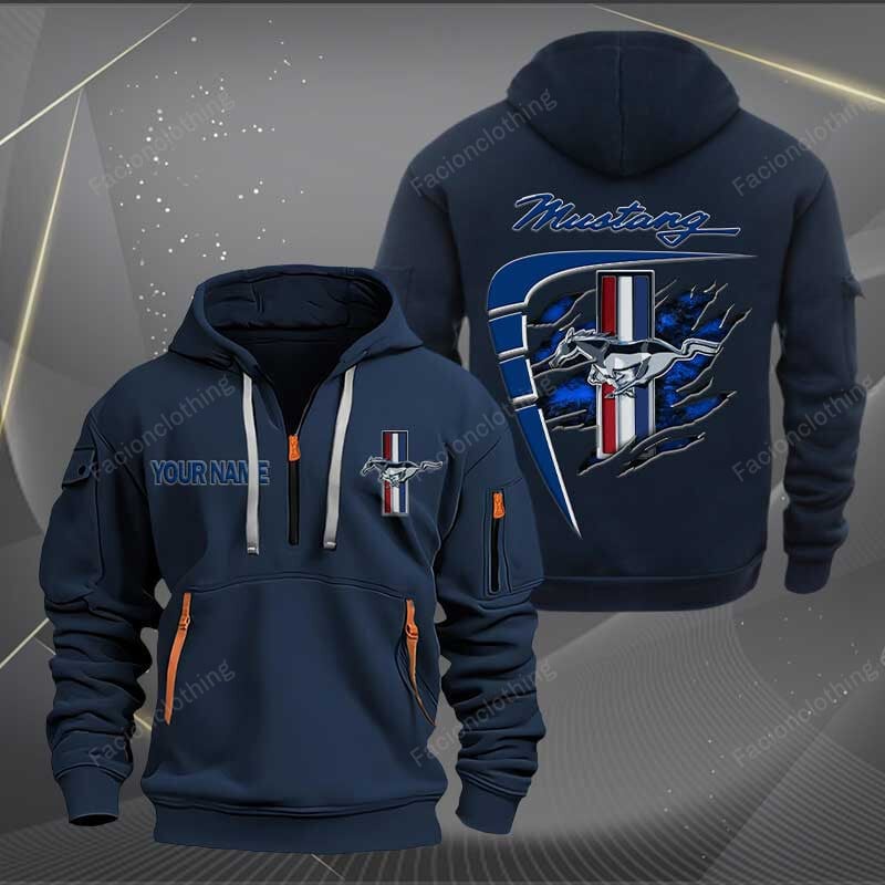 Sportswearmerch Ford Mustang Car Personalized Half Zip Hoodie For Fan