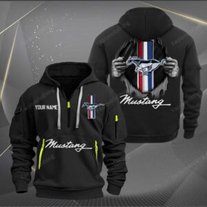 Sportswearmerch Ford-Mustang Car Personalized Half Zip Hoodie For Fan