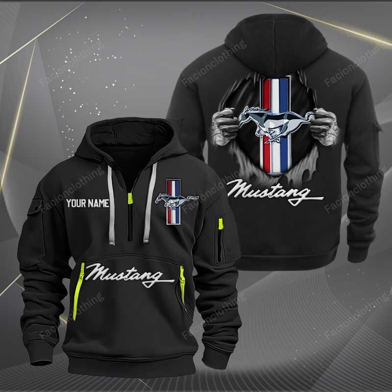 Sportswearmerch Ford-Mustang Car Personalized Half Zip Hoodie For Fan