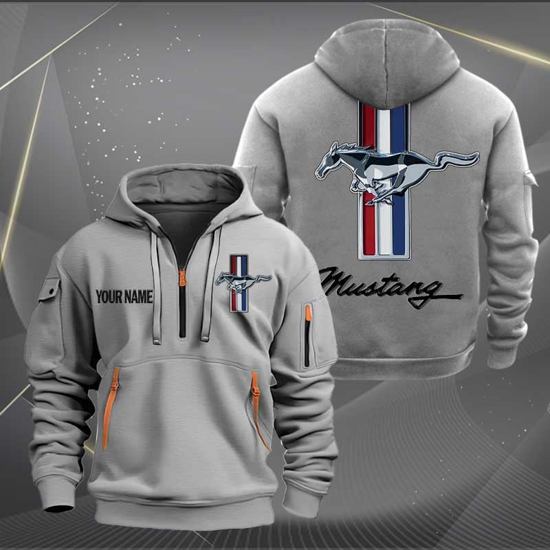 Sportswearmerch Ford-Mustang Car Personalized Half Zip Hoodie For Fan
