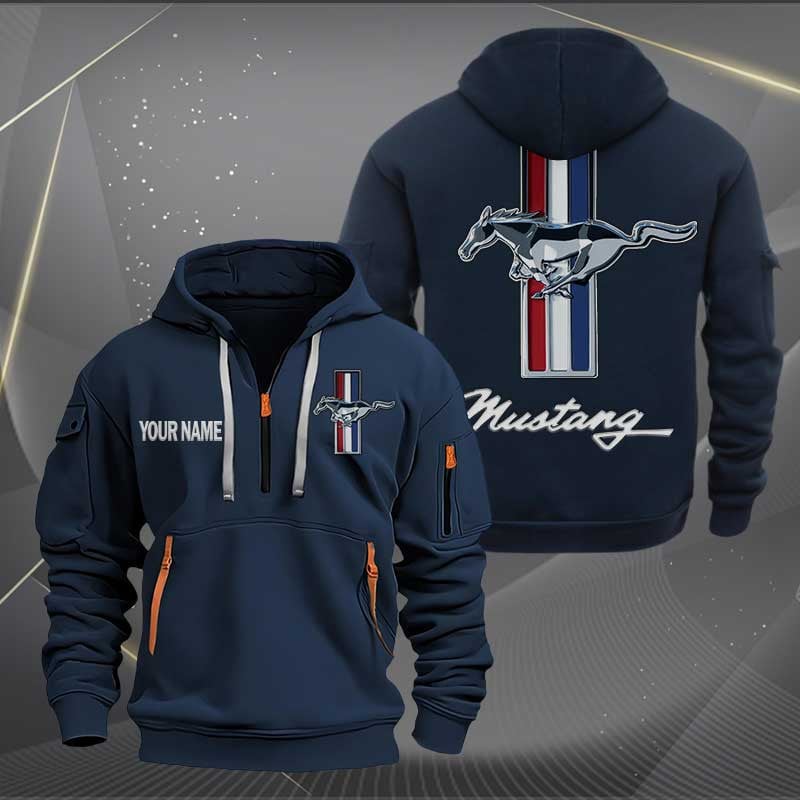 Sportswearmerch Ford-Mustang Car Personalized Half Zip Hoodie For Fan