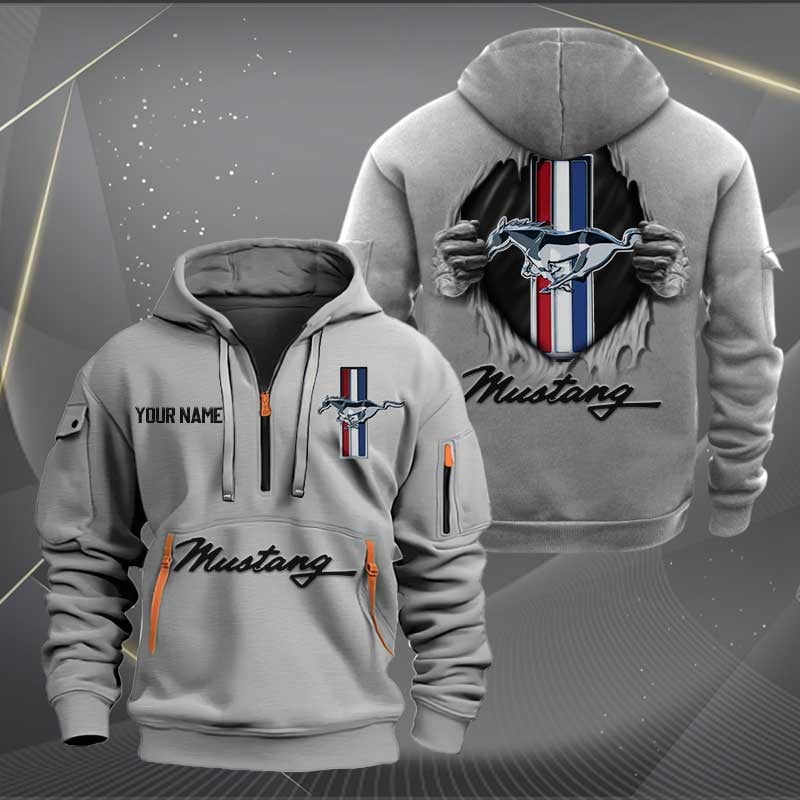 Sportswearmerch Ford-Mustang Car Personalized Half Zip Hoodie For Fan