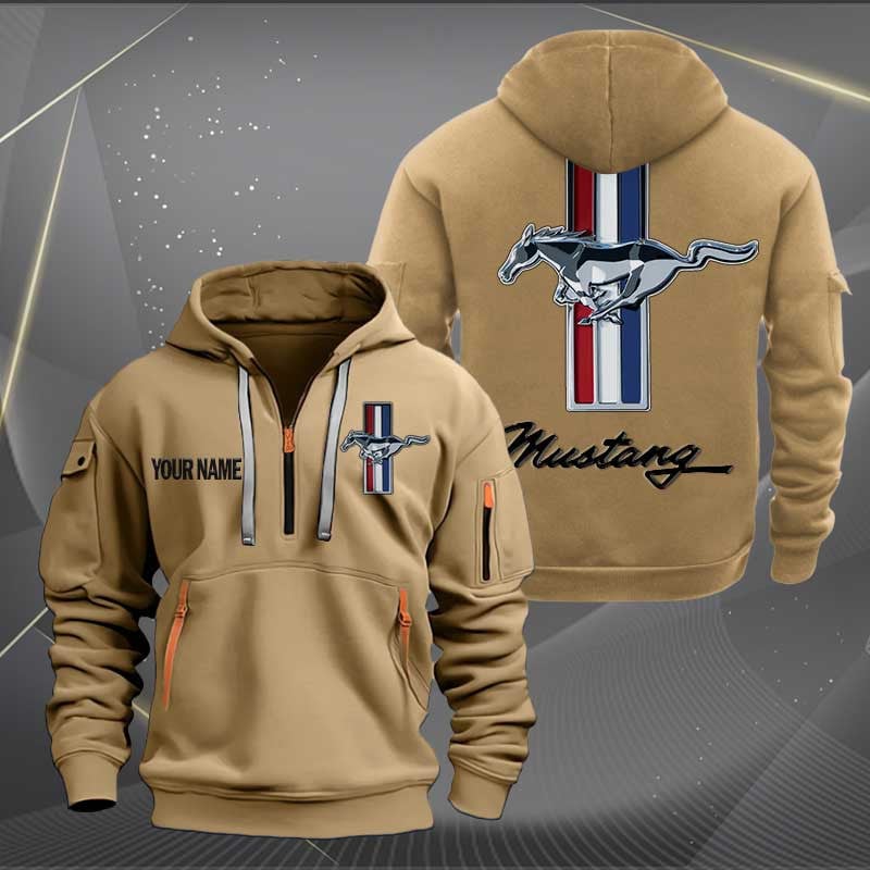 Sportswearmerch Ford-Mustang Car Personalized Half Zip Hoodie For Fan