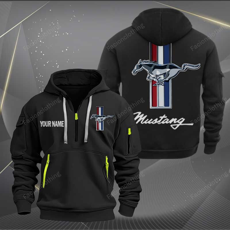 Sportswearmerch Ford-Mustang Car Personalized Half Zip Hoodie For Fan