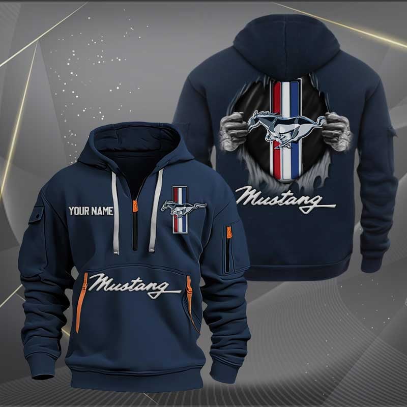 Sportswearmerch Ford-Mustang Car Personalized Half Zip Hoodie For Fan