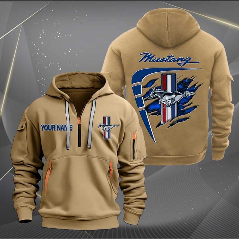 Sportswearmerch Ford Mustang Car Personalized Half Zip Hoodie For Fan