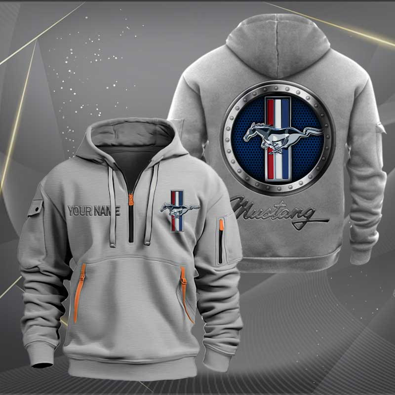 Sportswearmerch Ford Mustang Car Personalized Half Zip Hoodie For Fan