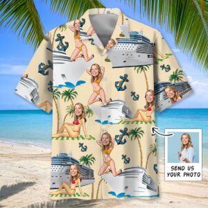 Sportswearmerch Funny Bikini Wife Face Custom Hawaiian Shirt For Husband For Fan