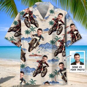 Sportswearmerch Funny Dirt Bike Beach Custom Photo Hawaiian Shirt For Fan