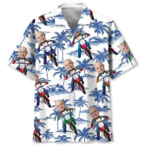 Sportswearmerch Funny Dirt Bike Man Custom Face Hawaiian Shirt For Fan