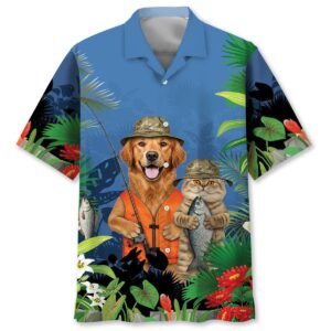 Sportswearmerch Funny Dog And Cat Fishing For Fan