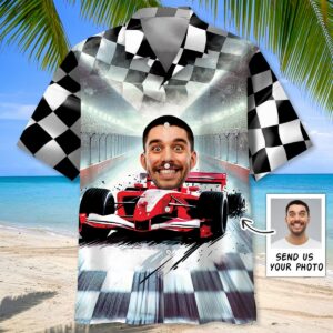 Sportswearmerch Funny F1 Racing Car Custom Photo Hawaiian Shirt For Fan