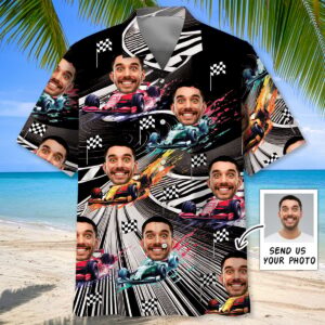 Sportswearmerch Funny F1 Racing Car Race Track Custom Photo Hawaiian Shirt For Fan